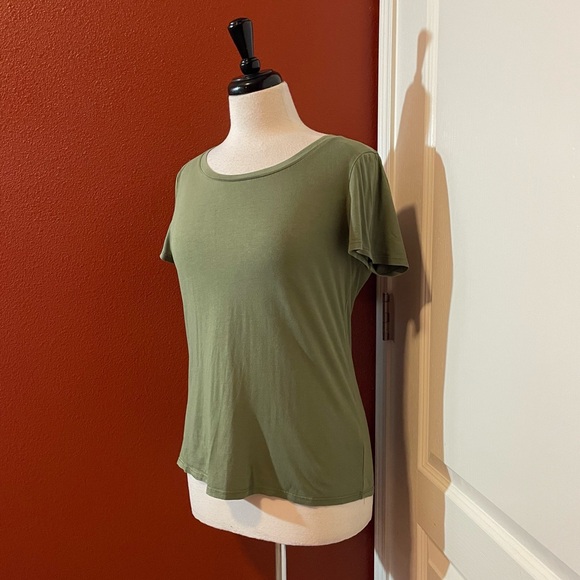 Quince Tops - Quince Women’s Standard Green Cotton Blend Short Sleeve Crew Tee Shirt